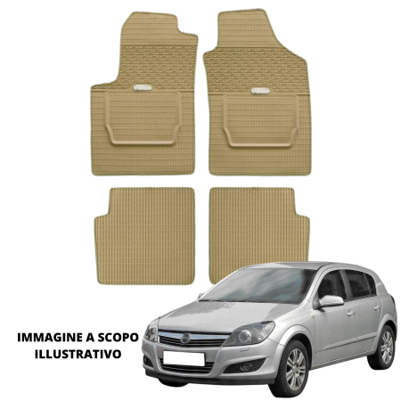 LUCEV Tappetini in Gomma per Opel Astra H (04>09), Avana, con Fermi