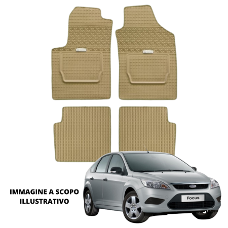LUCEV Tappetini in Gomma per Ford Focus (08>11), Avana, con Fermi