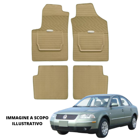 LUCEV Tappetini in Gomma per Volkswagen Passat (02>05), Avana, con Fermi