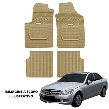 LUCEV Tappetini in Gomma per Mercedes Classe C W204 (1/07>11), Avana, con Fermi