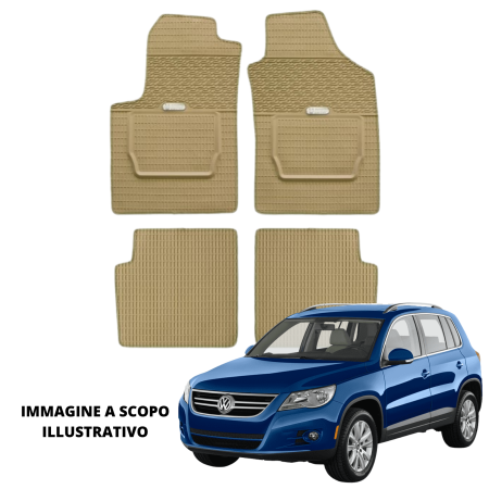 LUCEV Tappetini in Gomma per Volkswagen Tiguan (07>11), Avana, con Fermi