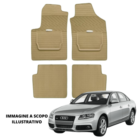 LUCEV Tappetini in Gomma per Audi A4 (07>), Avana, con Fermi