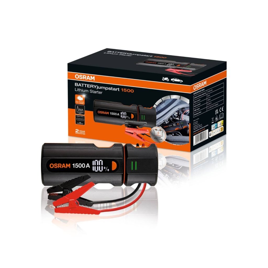 Avviatore Auto di Emergenza OSRAM BATTERYjumpstart 1500 - Potenza Massima e Sicurezza Totale per Veicoli 12V
