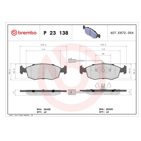 Brembo P23138 Kit pastiglie freno anteriori per FIAT 500 1.3MJT 12 – foto 2