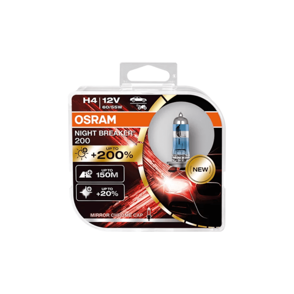 OSRAM Night Breaker 220 – Lampadine Alogene H4 per Fari Anteriori Auto, +220% Luce, Fascio Lungo e Potente – foto 2