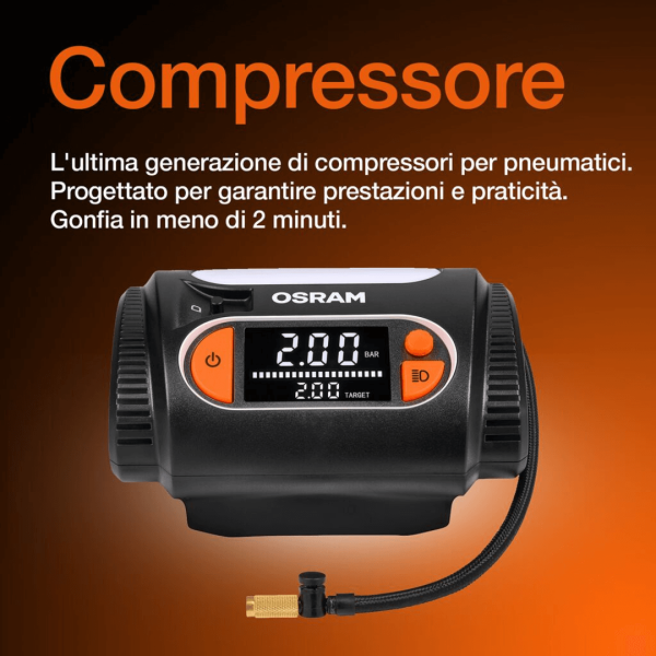 TYREinflate Compressore aria portatile Osram OTI2130 con cavo di alimentazione lungo 3,5mt – foto 4