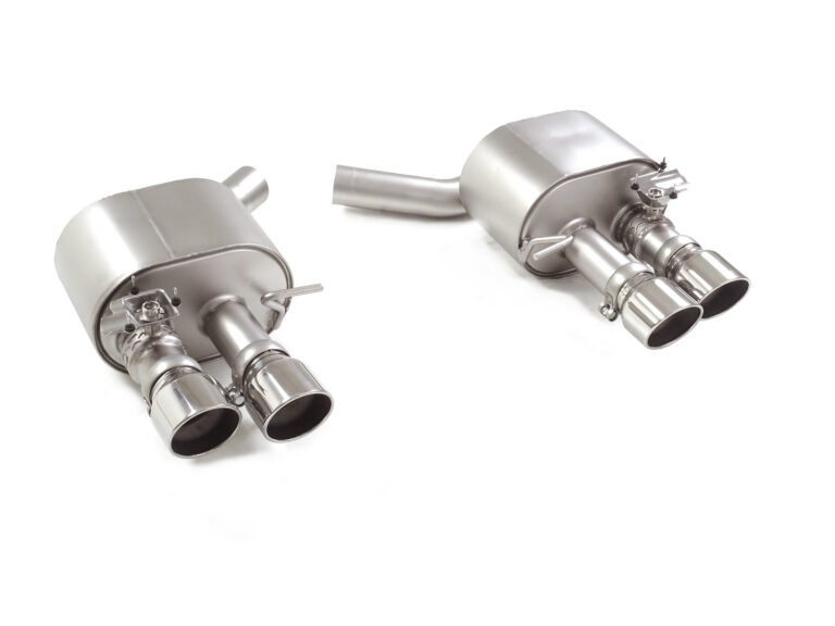 Posteriore inox sdoppiato con terminali rotondi 4 / 102 mm Sport Line sfalsati con valvole integrate.Il controllo della valvola avviene tramite il motorino della valvola originale. Linea maggiorata diametro 70 mm per Audi S5 - Ragazzon 50.1263.64