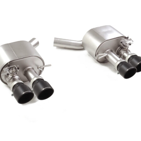 Posteriore inox sdoppiato con terminali rotondi 4 / 102 mm Sport Line sfalsati Black con valvole integrate.Il controllo della valvola avviene tramite il motorino della valvola originale. per Audi S5 - Ragazzon 50.1263.64B