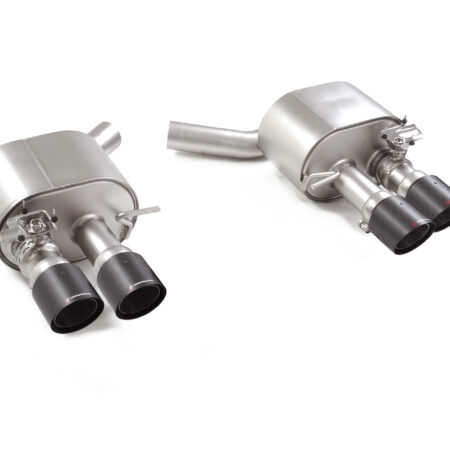 Posteriore inox sdoppiato con terminali rotondi 4 / 100 mm Carbon Shot sfalsati con valvole integrate.Il controllo della valvola avviene tramite il motorino della valvola originale. per Audi S5 - Ragazzon 50.1263.84