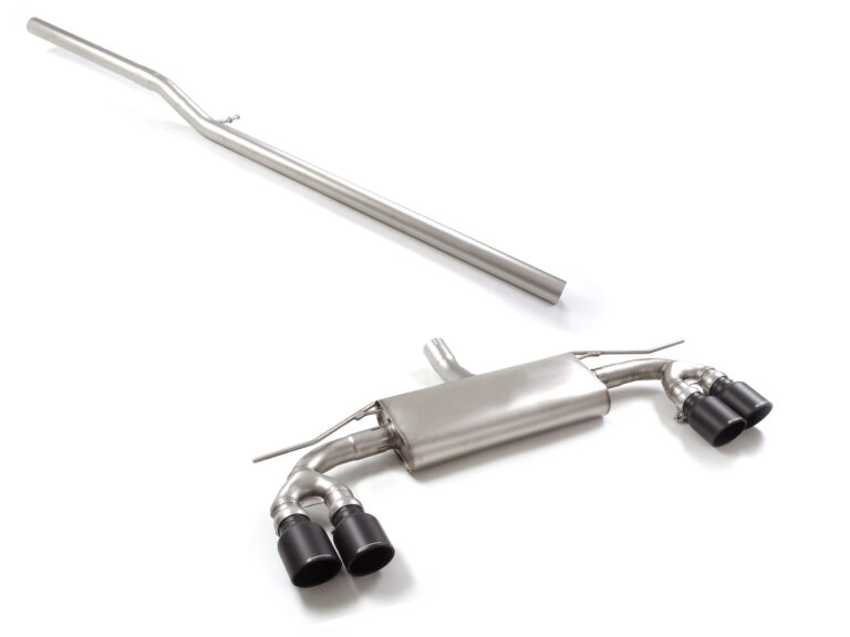 Tubo centrale Gr.N senza silenziatore inox + Posteriore inox sdoppiato con terminali rotondi 4 / 102 mm Sport Line Black sfalsati Linea maggiorata diametro 60 mm per Cupra Formentor - Ragazzon 50.1270.64B
