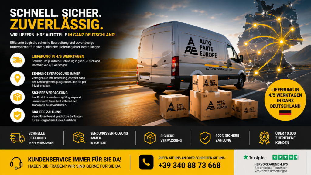 Lieferung nach Deutschland in 4–5 Werktagen: Sendungsverfolgung, sichere Verpackung und sichere Zahlung