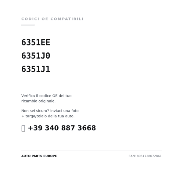 Kompatible OE-Nummern Rückleuchten Rechts Citroen Berlingo 1 Heckklappe (6351EE, 6351J0, 6351J1). Kundenservice WhatsApp +39 340 887 3668