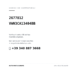 Codici OE compatibili Fanale Posteriore Destro Ford Transit Connect - Tourneo 2022+ (2677812, VWN3CA13404BB). Assistenza WhatsApp +39 340 887 3668