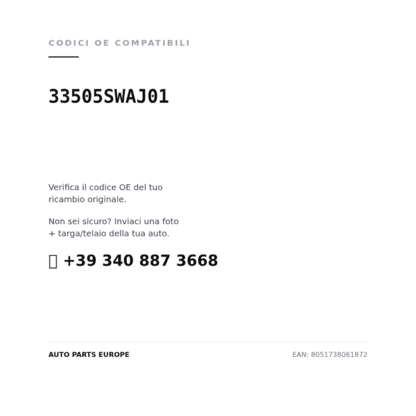 Codici OE compatibili Fanale Posteriore Destro Honda Crv 2010-2011 (33505SWAJ01). Assistenza WhatsApp +39 340 887 3668
