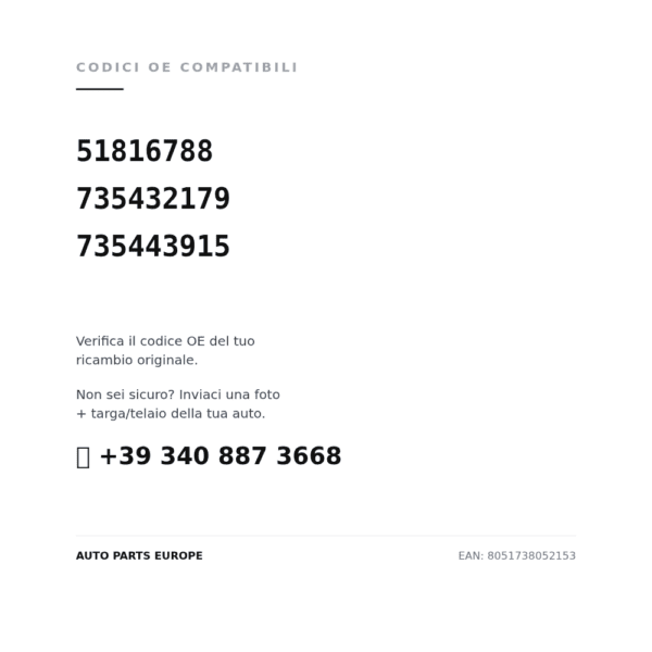Kompatible OE-Nummern Rückleuchten Rechts Lancia Y 2006-2010 – Innen (51816788, 735432179, 735443915). Kundenservice WhatsApp +39 340 887 3668