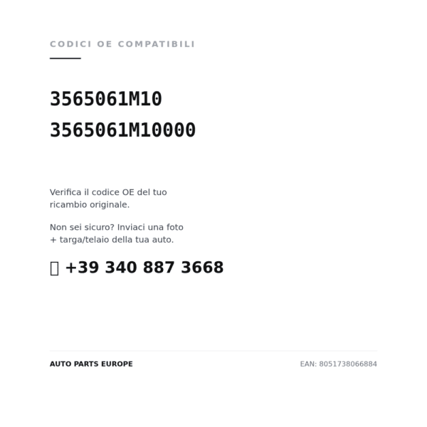Kompatible OE-Nummern Rückleuchten Rechts Suzuki Sx4 S-Cross 2013+ – Außenseite (3565061M10, 3565061M10000). Kundenservice WhatsApp +39 340 887 3668