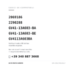 Codici OE compatibili Fanale Posteriore Sinistro Ford Kuga 2016-2019 – Interno A Led (2069186, 2290288, GV41-13A603-BA, GV41-13A603-BE, GV4113A603BA). Assistenza WhatsApp +39 340 887 3668
