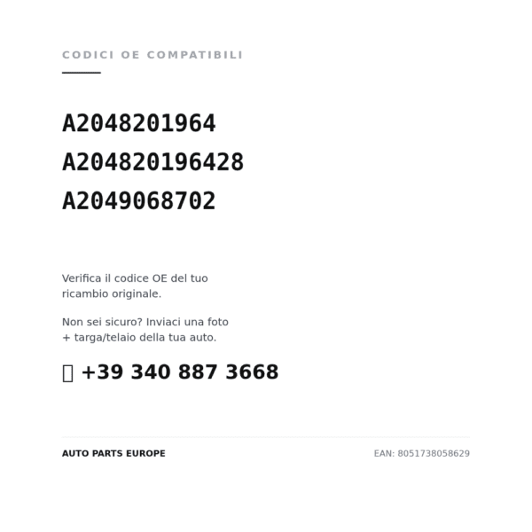 Kompatible OE-Nummern Rückleuchten Links Mercedes Klasse C W204 2006+ - Limousine – Version 3 (A2048201964, A204820196428, A2049068702). Kundenservice WhatsApp +39 340 887 3668
