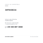 Codici OE compatibili Luce Targa Skoda Fabia 2015-2020 (3AF943021A). Assistenza WhatsApp +39 340 887 3668