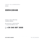 Kompatible OE-Nummern Scheinwerfer Rechts Audi A4 (S4) – 97/98 Vorbereitung Elektrische Verstellung (8D0941004AB). Kundenservice WhatsApp +39 340 887 3668