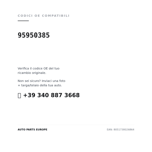 Codici OE compatibili Faro Anteriore Destro Chevrolet Spark 2010-2012 (95950385). Assistenza WhatsApp +39 340 887 3668