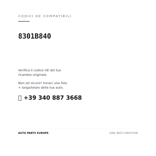 Kompatible OE-Nummern Scheinwerfer Rechts Mitsubishi Lancer 2003-2007 - Schwarzer Reflektor (8301B840). Kundenservice WhatsApp +39 340 887 3668