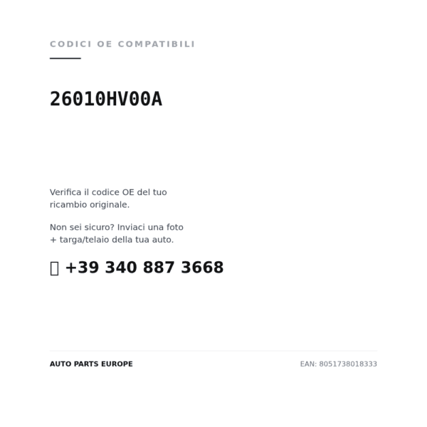 Codici OE compatibili Faro Anteriore Destro Nissan Qashqai 2017-2020 (26010HV00A). Assistenza WhatsApp +39 340 887 3668