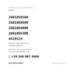 Codici OE compatibili Faro Anteriore Destro Renault Master 2010-2018 (260105856R, 260106869R, 260108490R, 260109430R, 4419524). Assistenza WhatsApp +39 340 887 3668