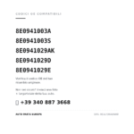 Codici OE compatibili Faro Anteriore Sinistro Audi A4 2000-2003 – Xenon (8E0941003A, 8E0941003S, 8E0941029AK, 8E0941029D, 8E0941029E). Assistenza WhatsApp +39 340 887 3668
