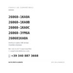 Codici OE compatibili Faro Anteriore Sinistro Nissan Juke 2010-2013 (26060-1KA0A, 26060-1KA0B, 26060-1KA0C, 26060-3YM6A, 260601KA0A). Assistenza WhatsApp +39 340 887 3668