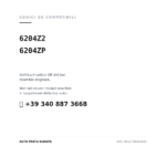 Codici OE compatibili Faro Anteriore Sinistro Peugeot 307 2001-2004 - Non integrato (6204Z2, 6204ZP). Assistenza WhatsApp +39 340 887 3668