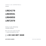Codici OE compatibili Faro Anteriore Sinistro Range Rover Evoque 2011+ – Bixeno C/Luce Diurna A Led C/Motore (LR024270, LR039591, LR048058, LR072970). Assistenza WhatsApp +39 340 887 3668