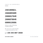 Codici OE compatibili Faro Anteriore Sinistro Renault Trafic 2014-2020 (2601000Q1L, 260600500R, 260601784R, 260607004R, 6000619806). Assistenza WhatsApp +39 340 887 3668