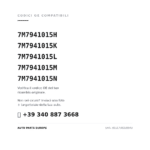Kompatible OE-Nummern Scheinwerfer Links Volkswagen Sharan 2000+ (7M7941015H, 7M7941015K, 7M7941015L, 7M7941015M, 7M7941015N). Kundenservice WhatsApp +39 340 887 3668