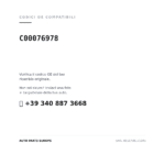 Codici OE compatibili Fendinebbia Destro Maxus Deliver 9 2021+ (C00076978). Assistenza WhatsApp +39 340 887 3668