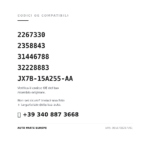 Codici OE compatibili Fendinebbia Sinistro Ford Focus 2018+ – - Kuga 2020 - Mondeo 2019 - Puma 2019 - Volvo Xc40 2017 (2267330, 2358843, 31446788, 32228883, JX7B-15A255-AA). Assistenza WhatsApp +39 340 887 3668