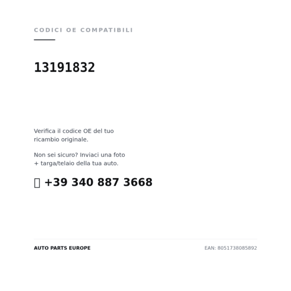 Codici OE compatibili Fendinebbia Sinistro Opel Corsa 2006-2018 (13191832). Assistenza WhatsApp +39 340 887 3668