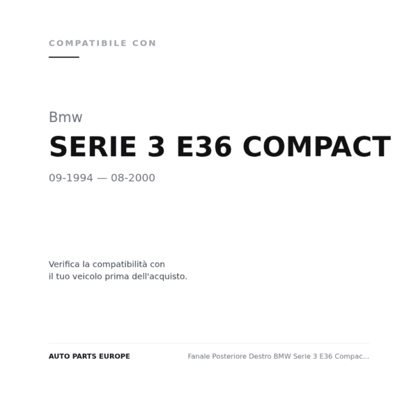 Fanale Posteriore Destro BMW Serie 3 E36 Compact Bc-Rosso compatibilità veicoli (Bmw SERIE 3 E36 COMPACT (1994-2000))