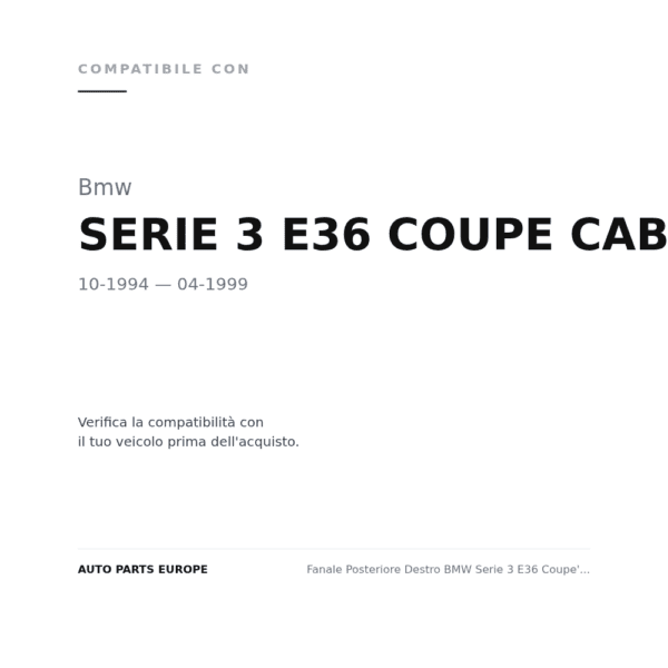 Fanale Posteriore Destro BMW Serie 3 E36 Coupe' – AraRosso compatibilità veicoli (Bmw SERIE 3 E36 COUPE CABRIO (1994-1999))