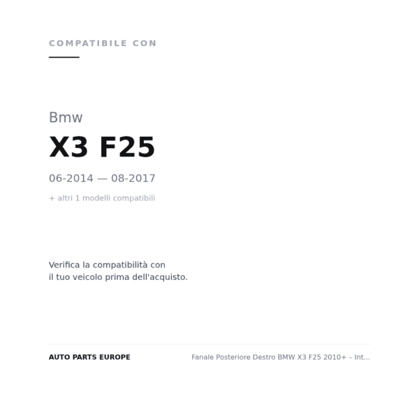 Fanale Posteriore Destro BMW X3 F25 2010+ – Interno compatibilità veicoli (Bmw X3 F25 (2014-2017) · Bmw X3 F25 (2010-2014))