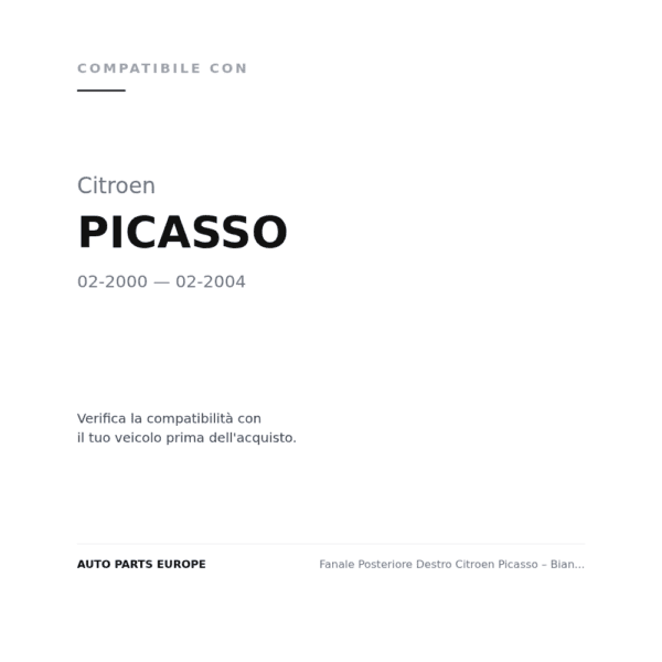 Fanale Posteriore Destro Citroen Picasso – Bianco/Rosso compatibilità veicoli (Citroen PICASSO (2000-2004))