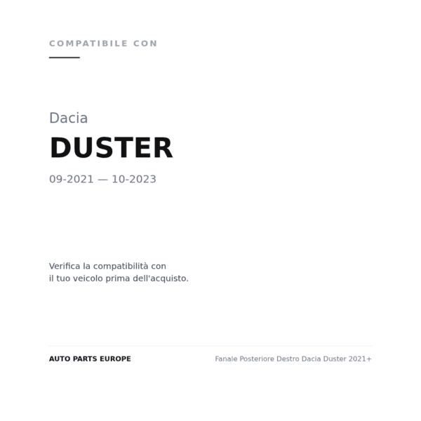Fanale Posteriore Destro Dacia Duster 2021+ compatibilità veicoli (Dacia DUSTER (2021-2023))