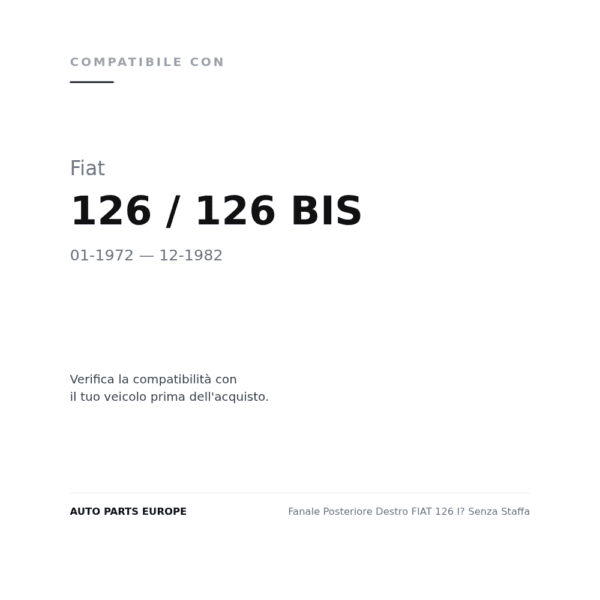 Fanale Posteriore Destro FIAT 126 I? Senza Staffa compatibilità veicoli (Fiat 126 / 126 BIS (1972-1982))