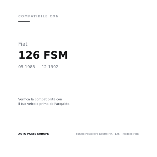 Fanale Posteriore Destro FIAT 126 – Modello Fsm compatibilità veicoli (Fiat 126 FSM (1983-1992))