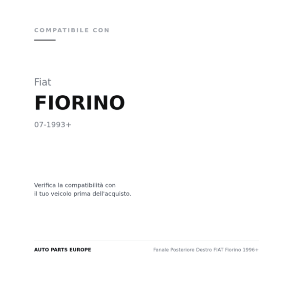 Fanale Posteriore Destro FIAT Fiorino 1996+ compatibilità veicoli (Fiat FIORINO (1993+))