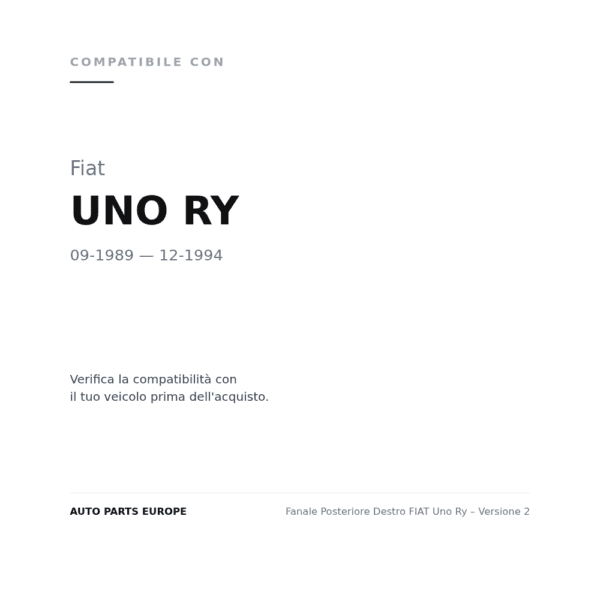 Fanale Posteriore Destro FIAT Uno Ry – Versione 2 compatibilità veicoli (Fiat UNO RY (1989-1994))