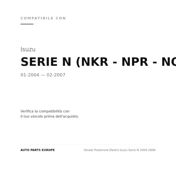 Fanale Posteriore Destro Isuzu Serie N 2004-2006 compatibilità veicoli (Isuzu SERIE N (NKR - NPR - NQR) (2004-2007))