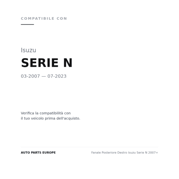 Fanale Posteriore Destro Isuzu Serie N 2007+ compatibilità veicoli (Isuzu SERIE N (2007-2023))