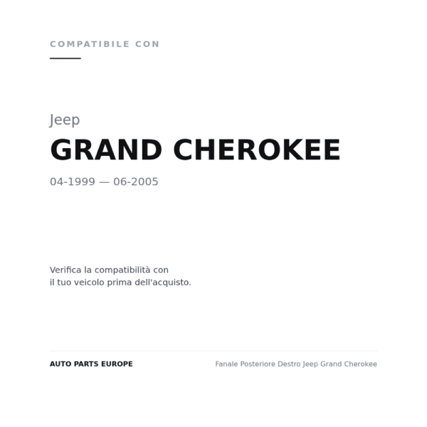 Fanale Posteriore Destro Jeep Grand Cherokee compatibilità veicoli (Jeep GRAND CHEROKEE (1999-2005))