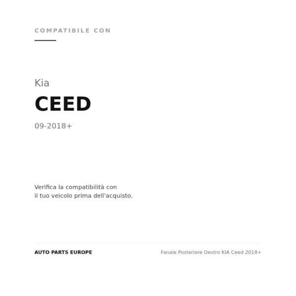 Fanale Posteriore Destro KIA Ceed 2018+ compatibilità veicoli (Kia CEED (2018+))